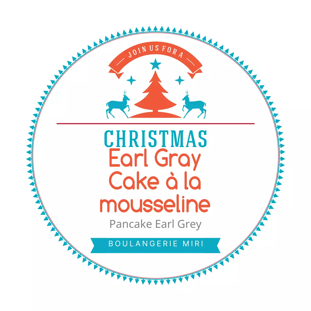 Étiquettes de boulangerie de Noël illustrées orange ciel