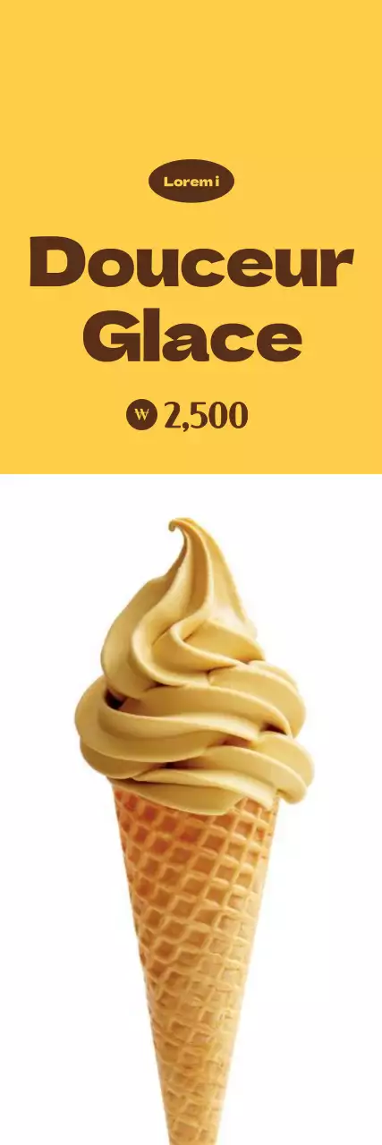 Promotion d'une petite glace sur fond jaune et blanc