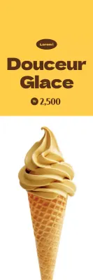 Promotion d'une petite glace sur fond jaune et blanc