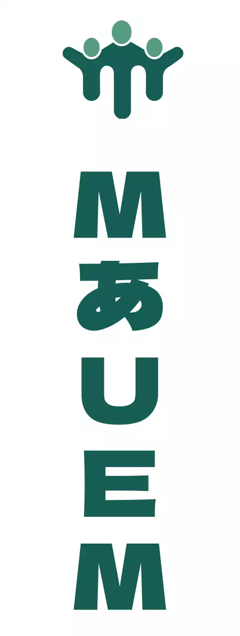 濃い緑色の人が手をつないでいる企業のロゴデザイン。