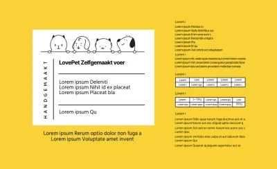 Gele tekstlabels huisdiervoer