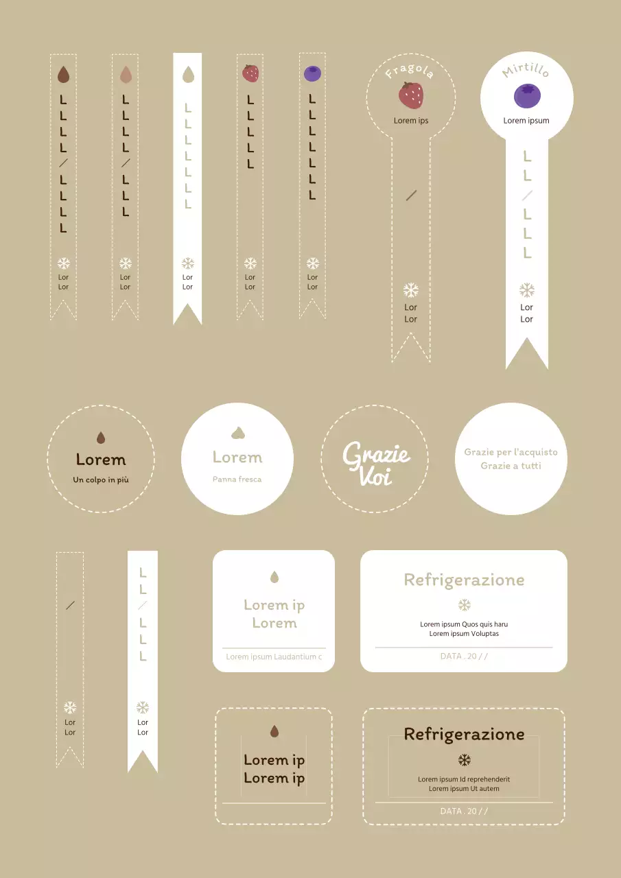 Etichette adesive in stile emozionale in beige-marrone