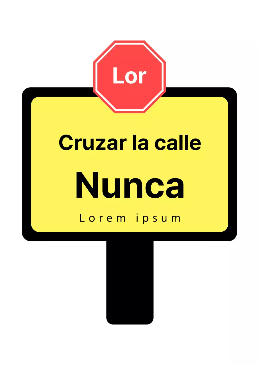 Señal de campaña de seguridad vial en negro y amarillo