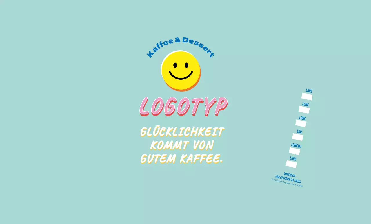 Blau Niedliche Illustration Schriftzug Cafe