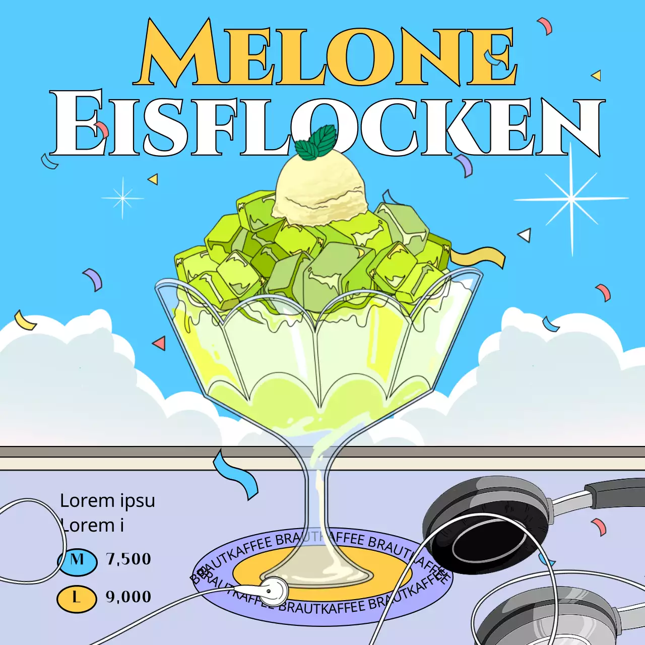 Hellblaues lila Retro-Sommer-Melonen-Rasiereis