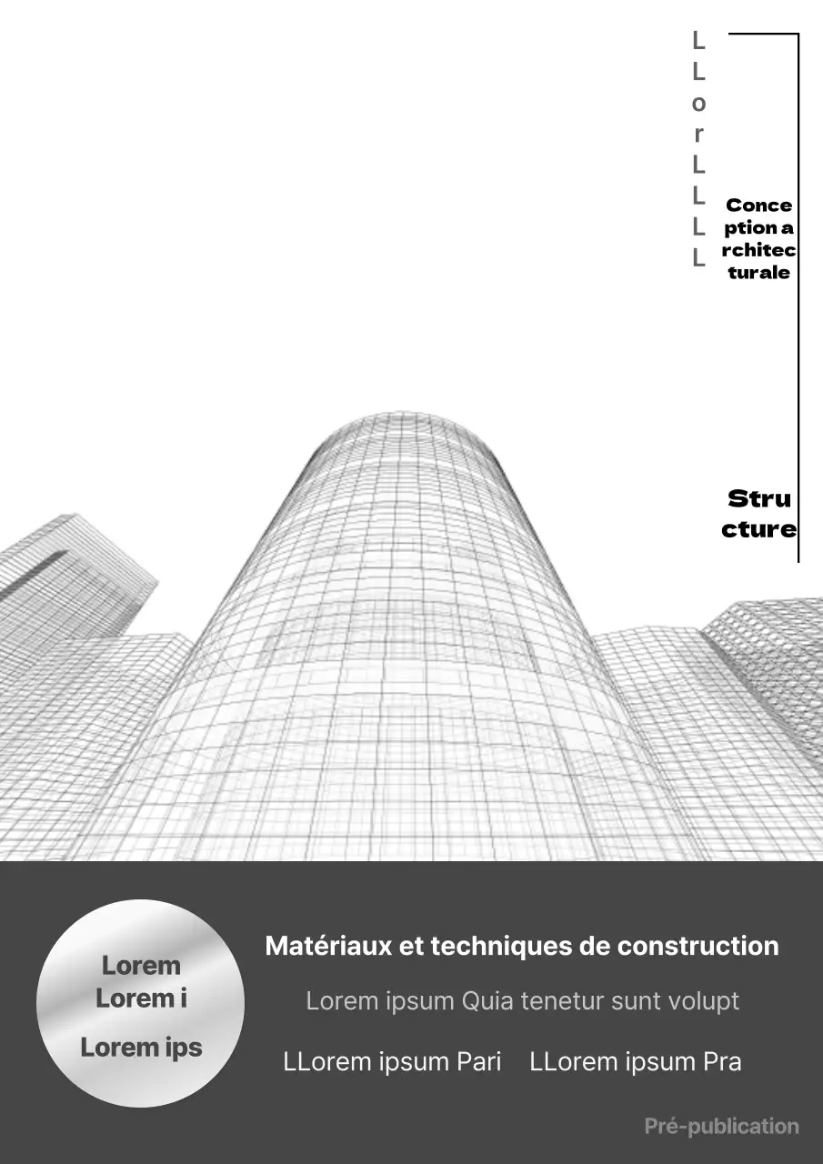 Couverture d'un dessin d'architecture comportant une illustration architecturale sur fond blanc