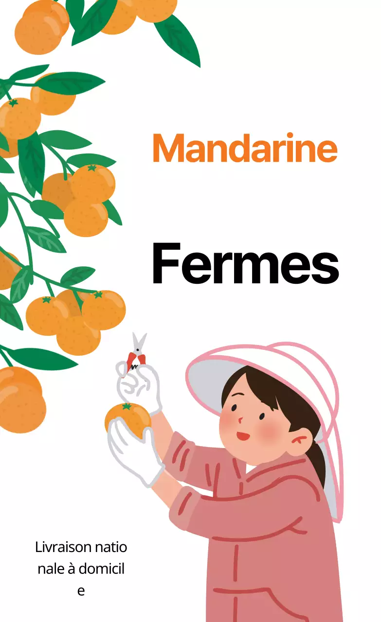 Étiquette de ferme de produits mignons avec illustration orange
