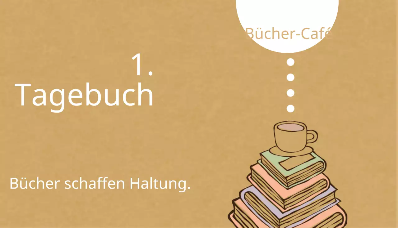 Vintage-inspirierte Kaffee-Stempelkarte mit brauner Buch- und Tassenillustration