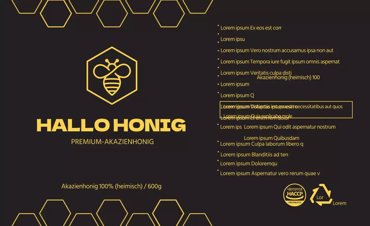 Honig-Informationsaufkleber