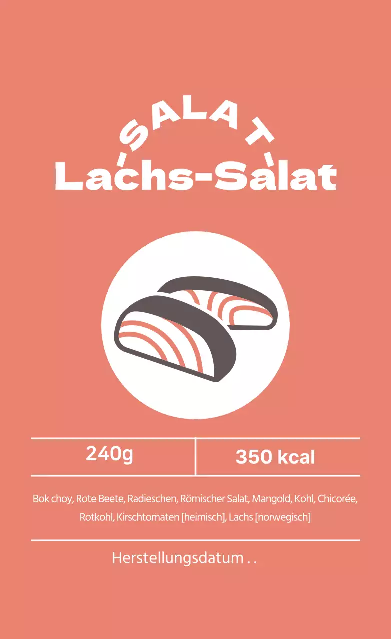 Rosa illustrierte Salatetiketten