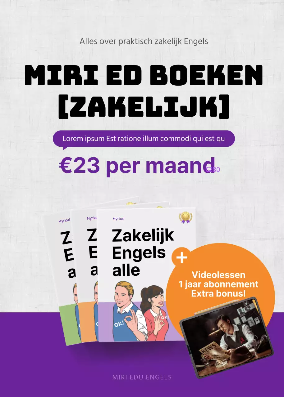Zwart en paars cursusboek jaarabonnement korting evenement