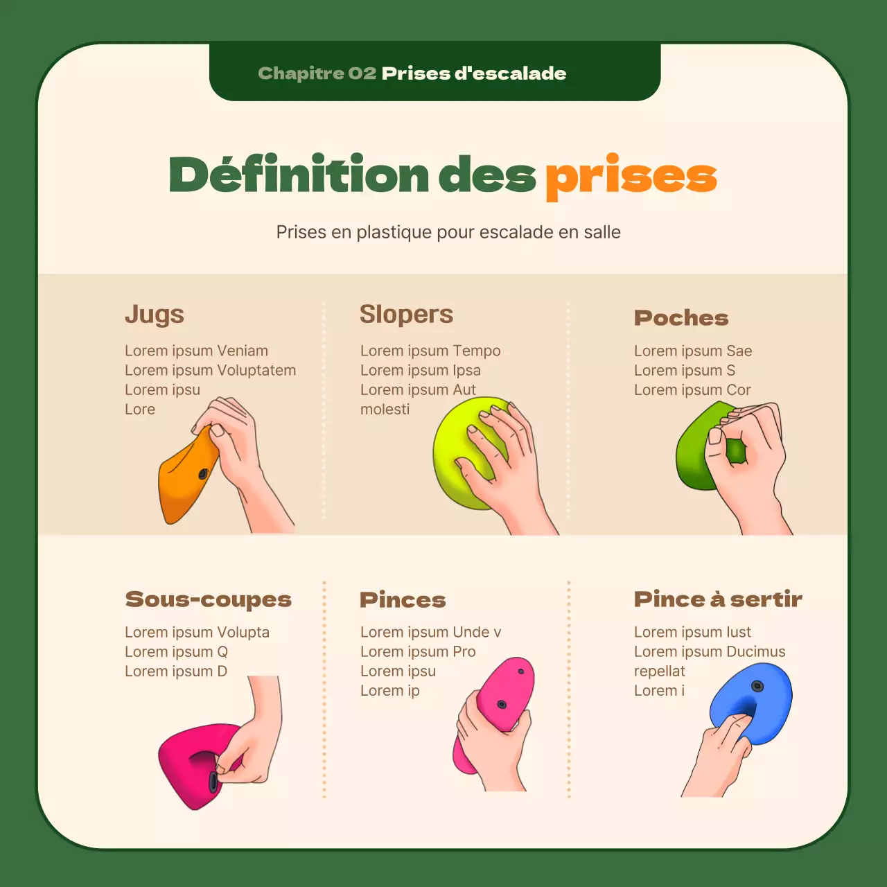 Le meilleur passe-temps d'escalade du 21e siècle, encadré dans un fond vert foncé apaisant