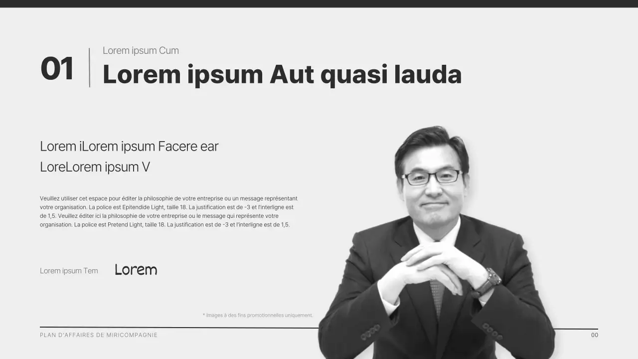 Un profil d'entreprise moderne en noir et gris