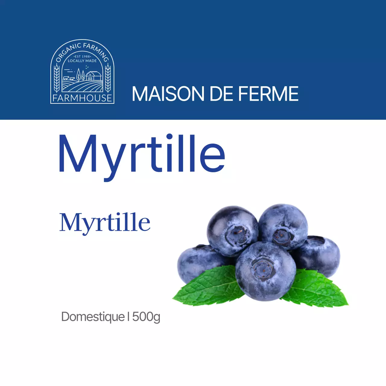 Étiquette bleue simple pour les myrtilles