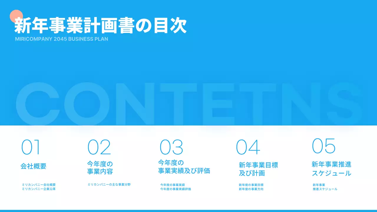 青 モダン ビジネス 企画書 プレゼンテーション