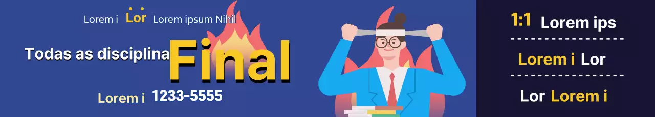 Ilustração azul de um anúncio escolar giro