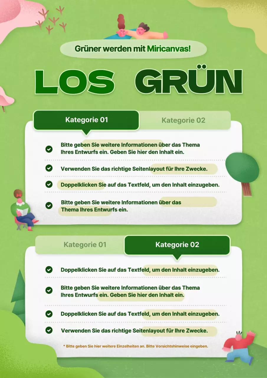 Grüne, niedlich illustrierte Umweltzeichen