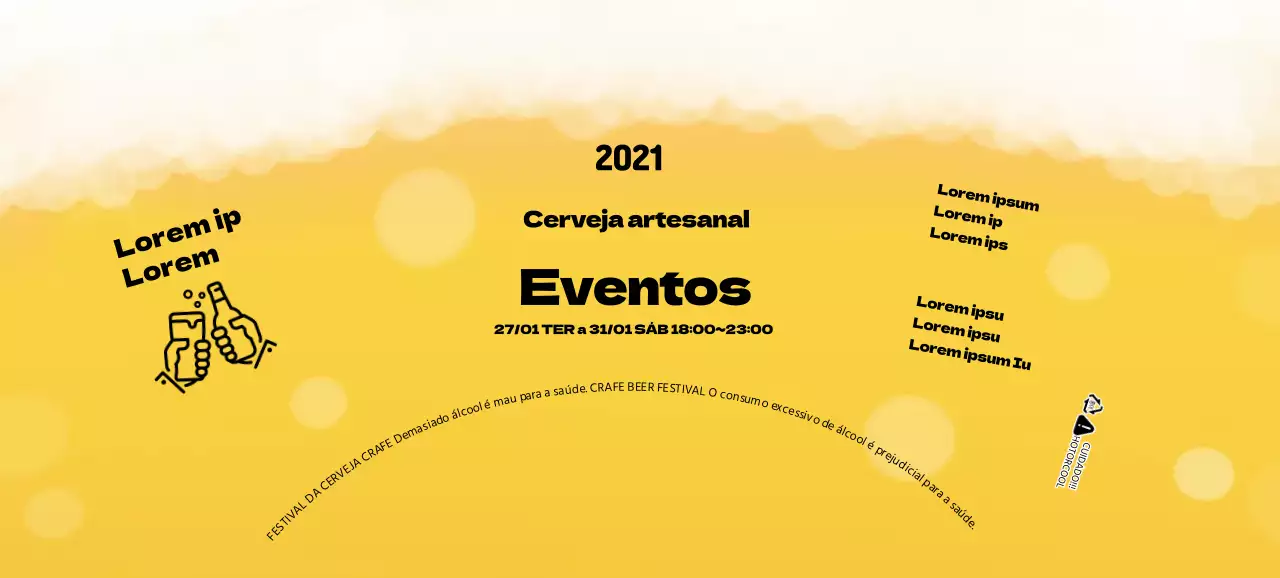 Ilustração de espuma amarela de um festival de cerveja artesanal