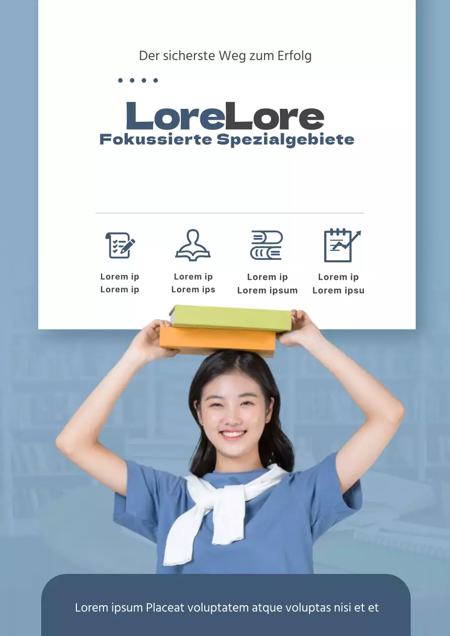 Eine klare Einführung in den Lehrplan der Schule mit blauen und grünen Symbolen