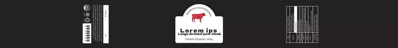 Black Neat Logo Steak Beef Sirloin Labels