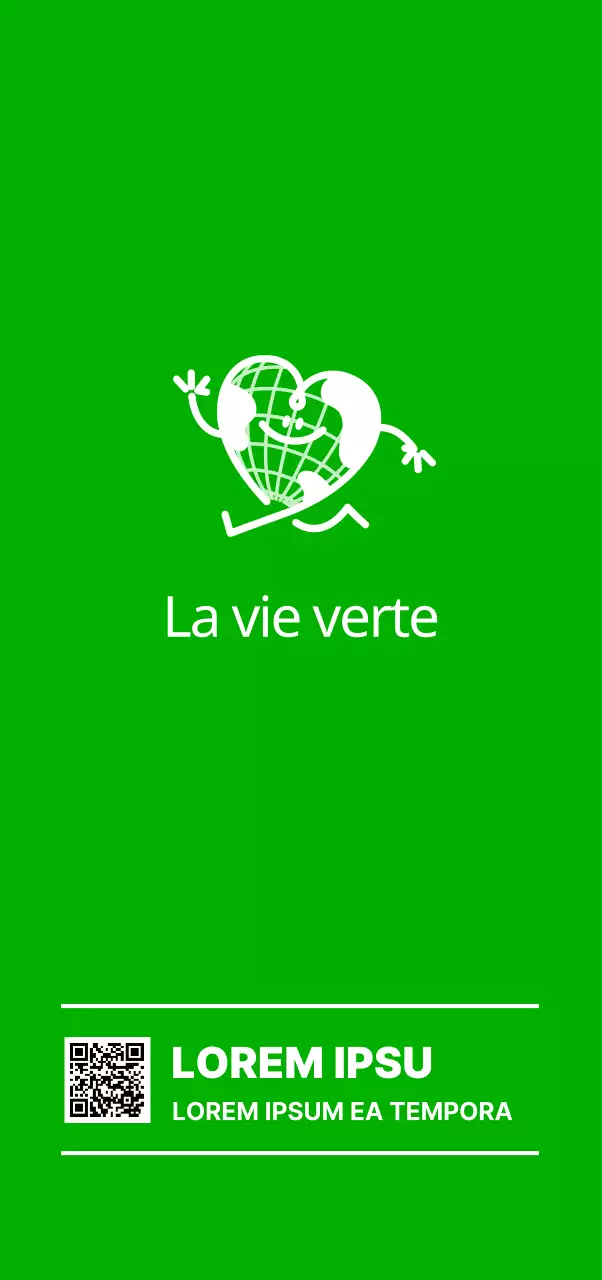 Faites la promotion d'un camp respectueux de l'environnement avec un adorable personnage de la Terre en forme de cœur et de couleur verte.