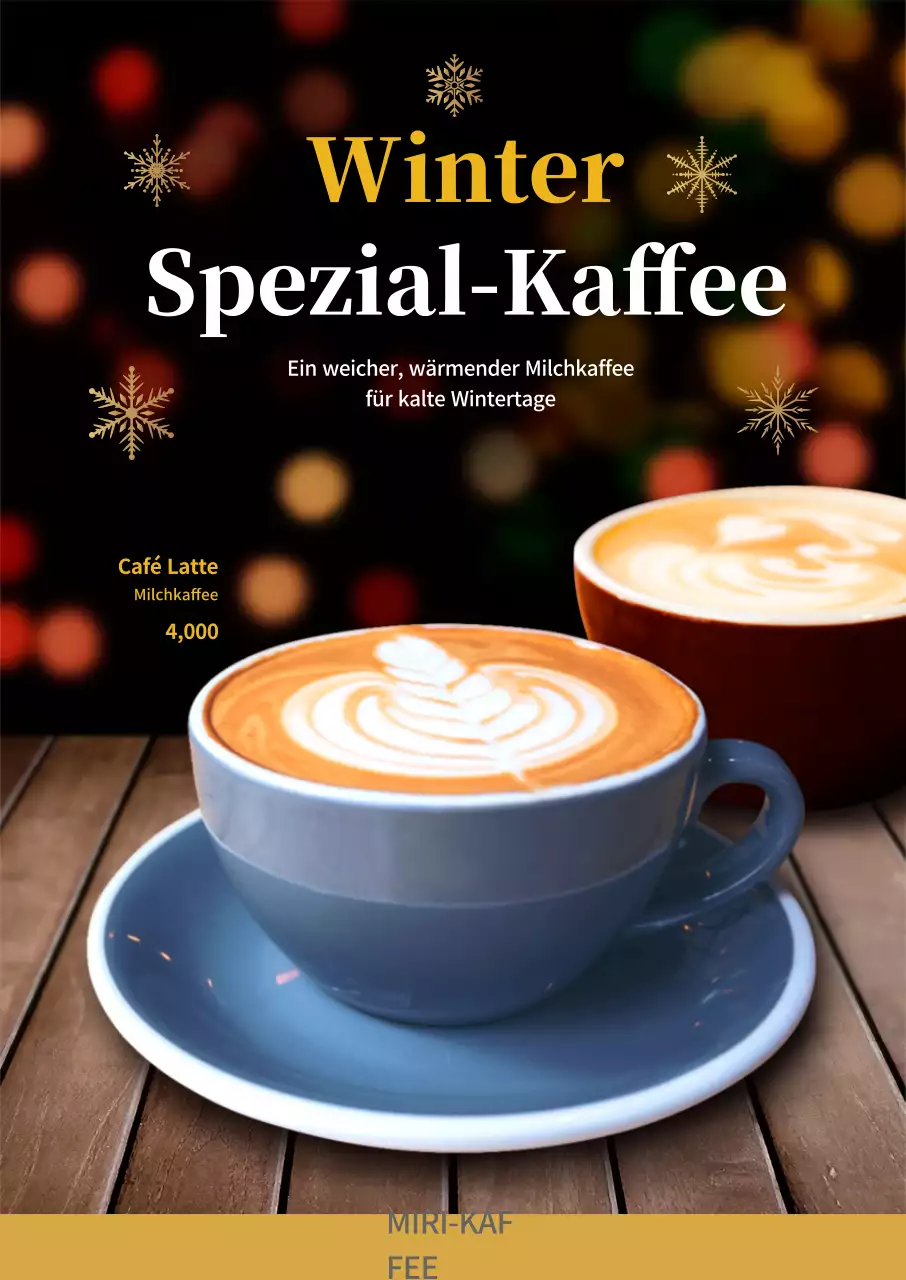 Schwarzes Foto Winter-Spezial-Kaffee-Café-Menü-Anzeige