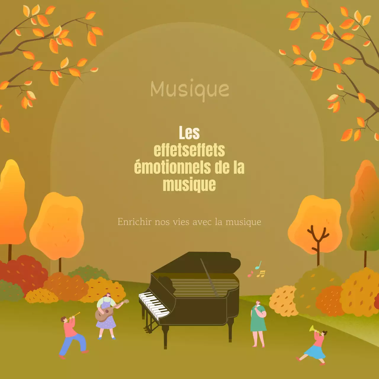 L'effet émotionnel de la musique automnale dans une combinaison kaki et orange