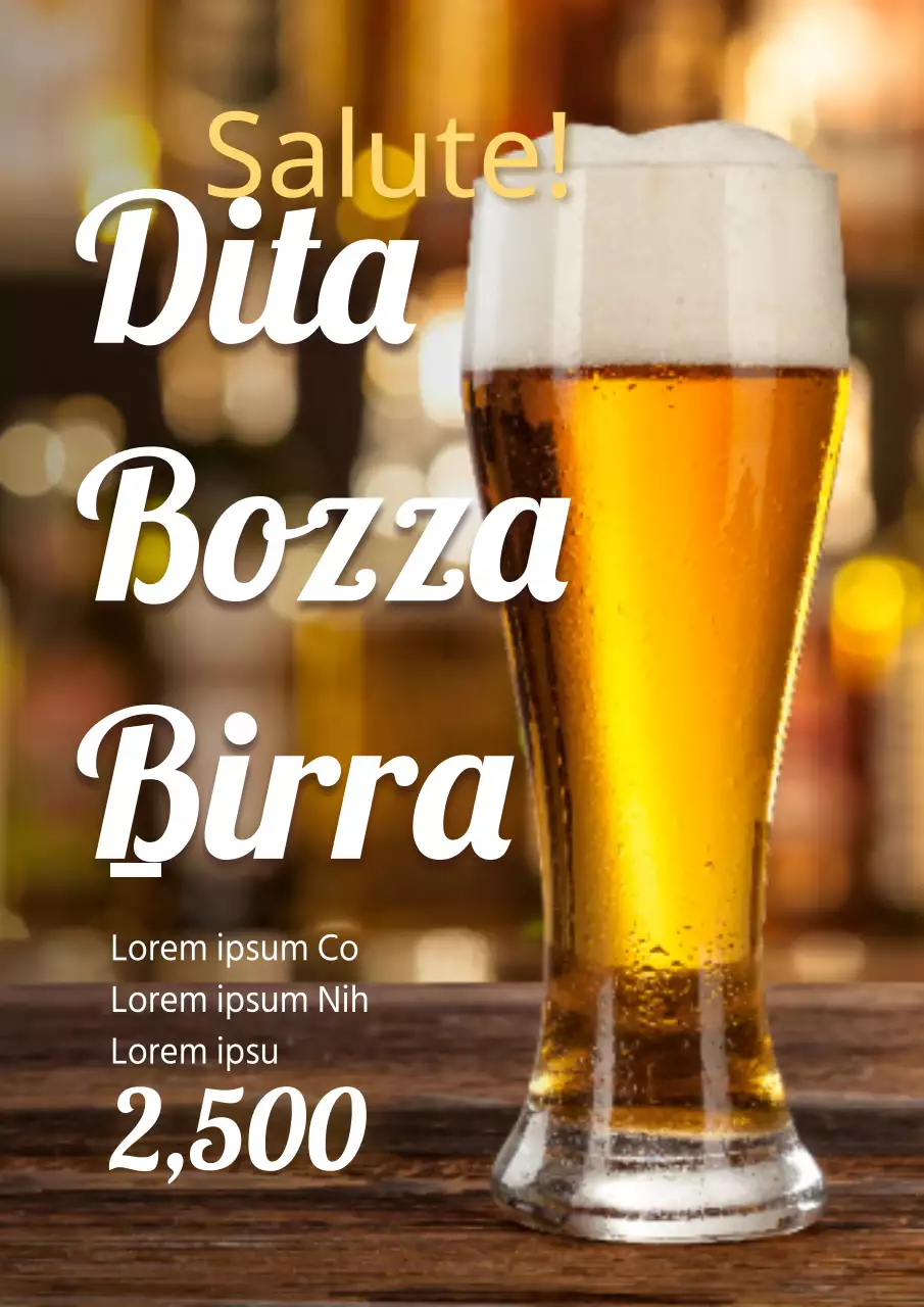 Promuovere le birre da pub con la foto di una birra in giallo