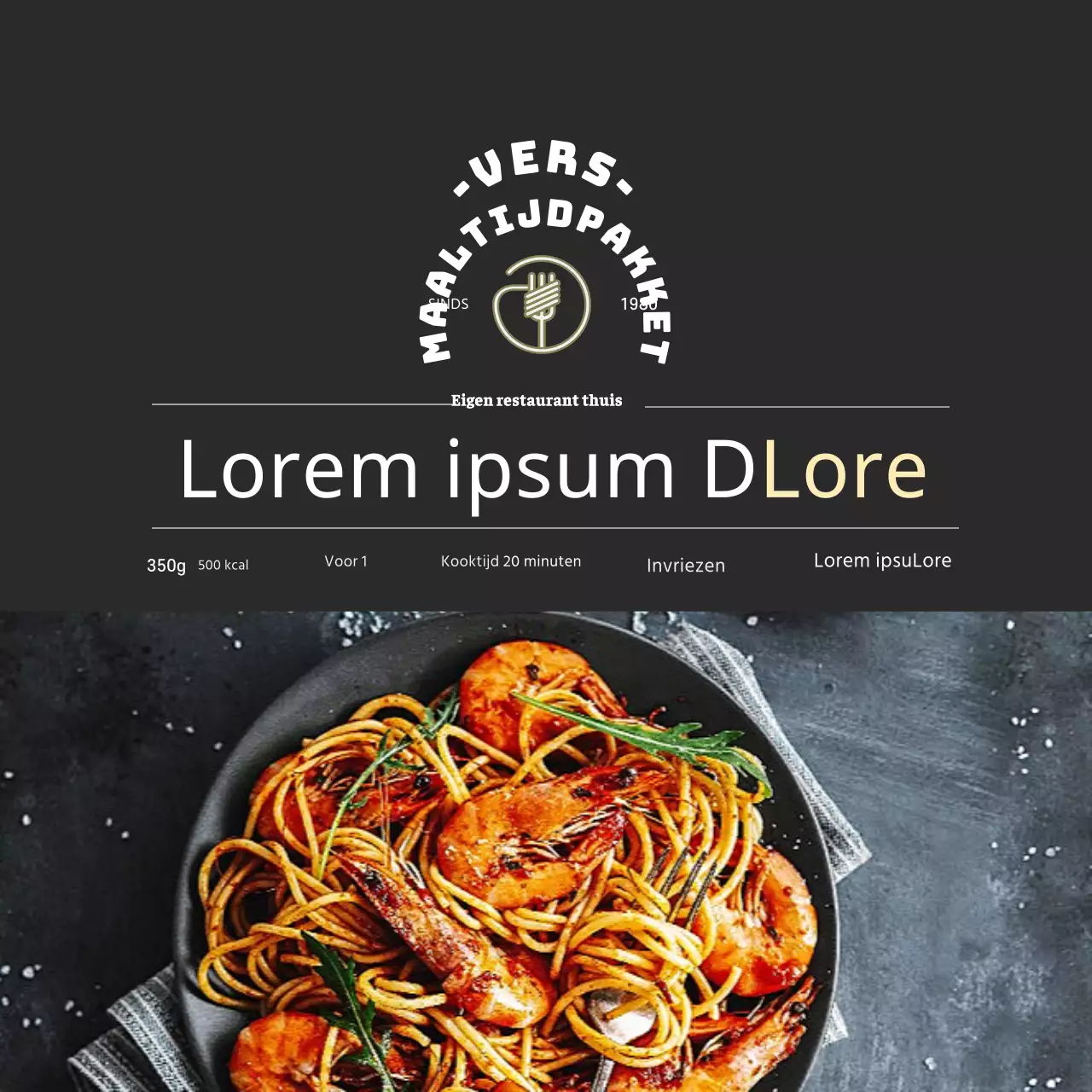 Zwarte Luxe Restaurant Pasta Maaltijd Kit Sticker