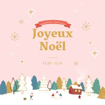 Bannière de Noël en rose et jaune