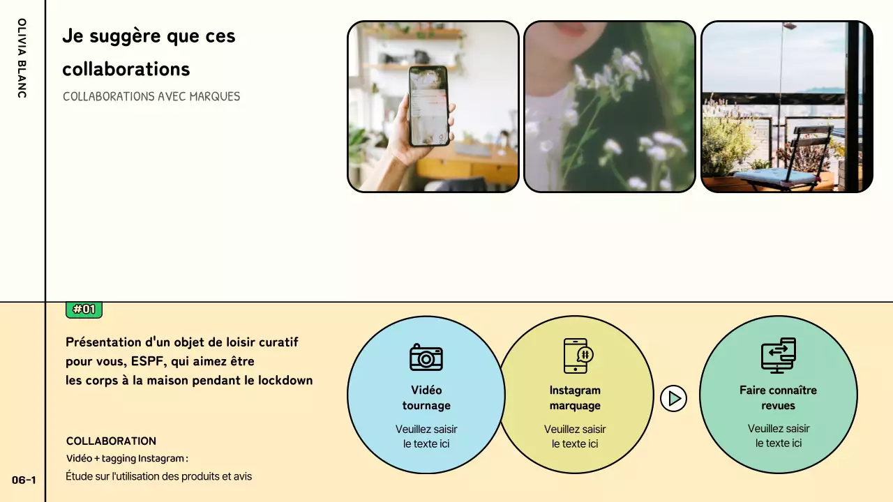 Une proposition de collaboration entre YouTubers, mignonne et colorée, en rose, vert et pastel.