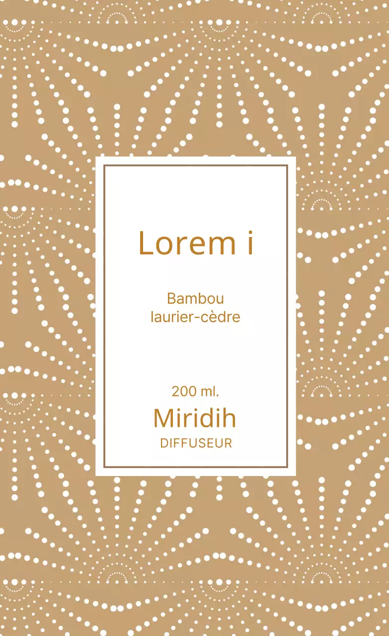 Étiquette de diffuseur à motif décoratif beige