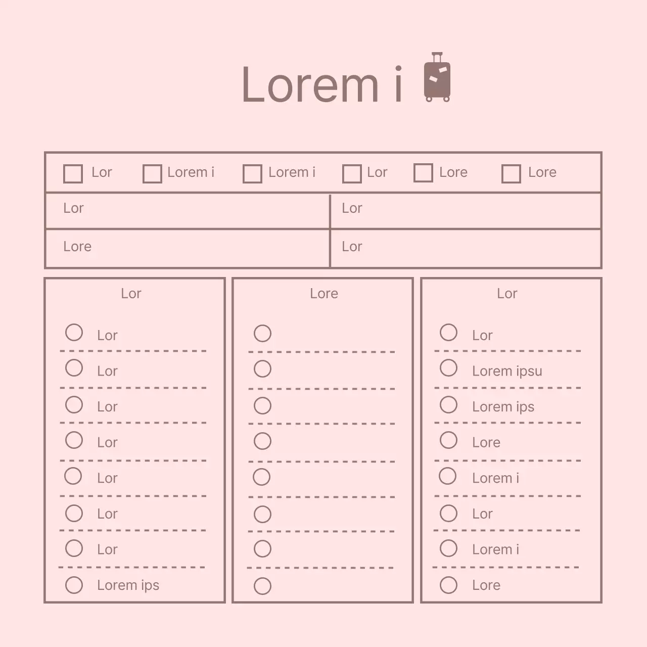 Ligne rose Liste de contrôle simple Voyage