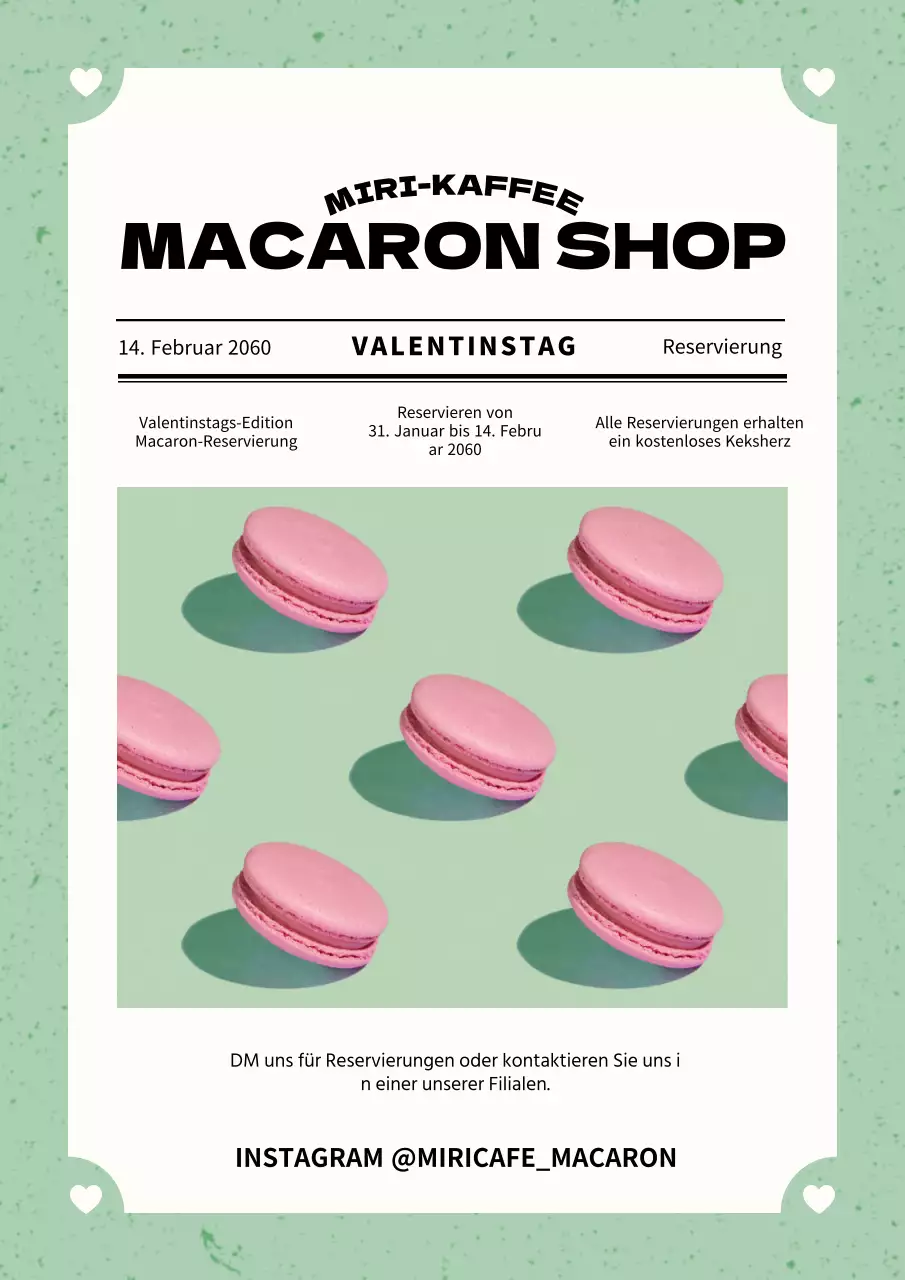 Pitch für einen modernen Macaron-Laden mit Minzegeschmack