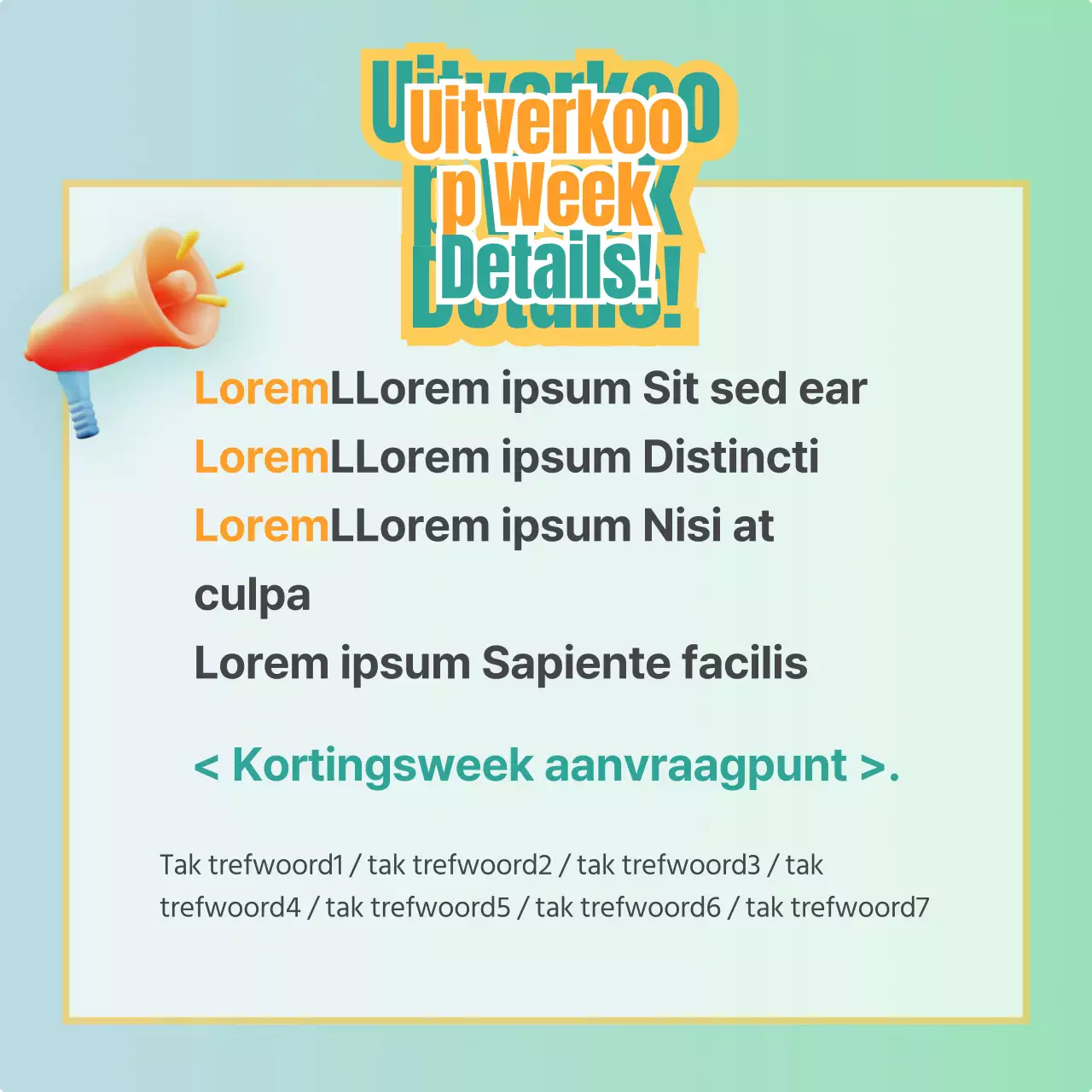 Een eenvoudige post voor de verkoop van mint- en gele producten