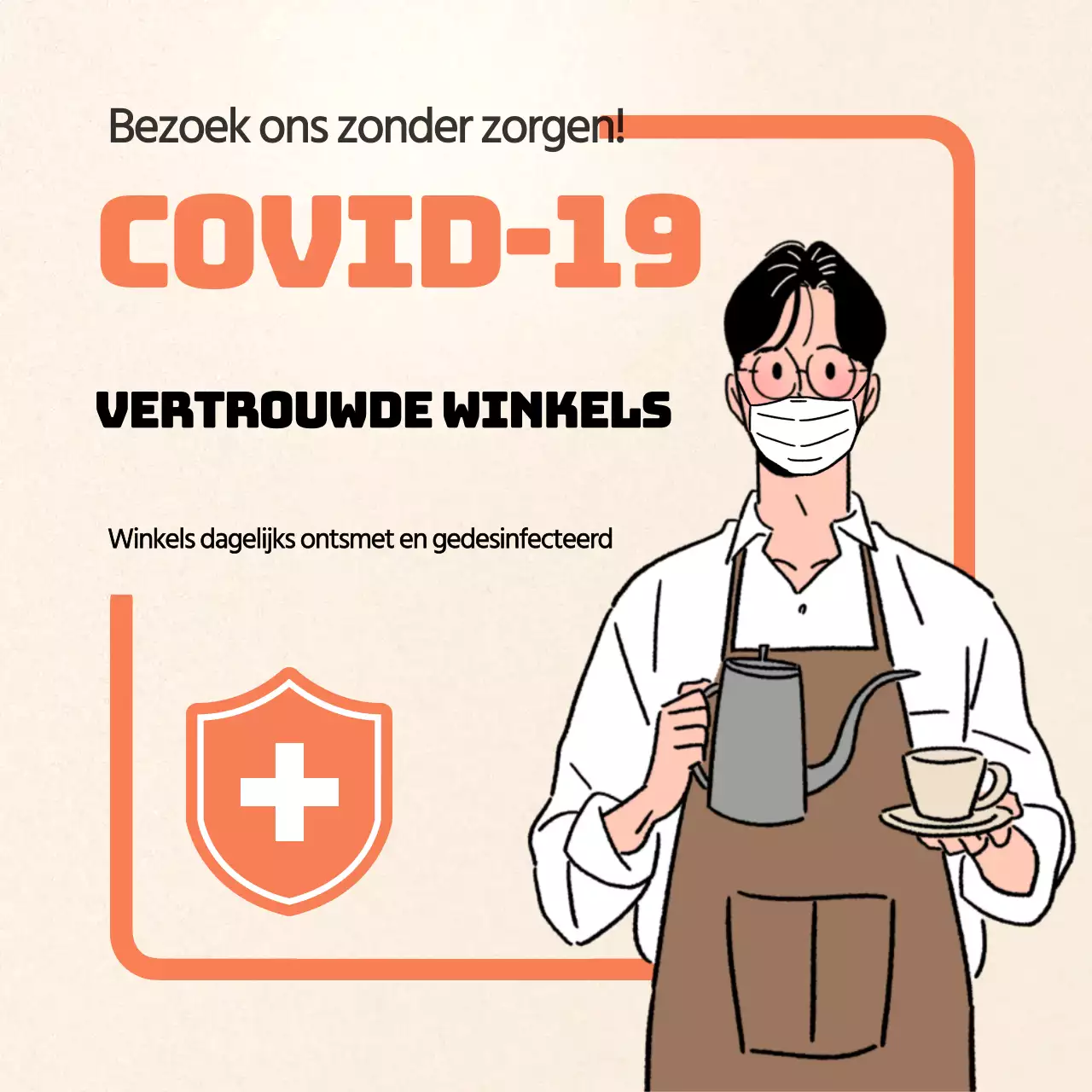 Orange Corona Safe Store Teksten