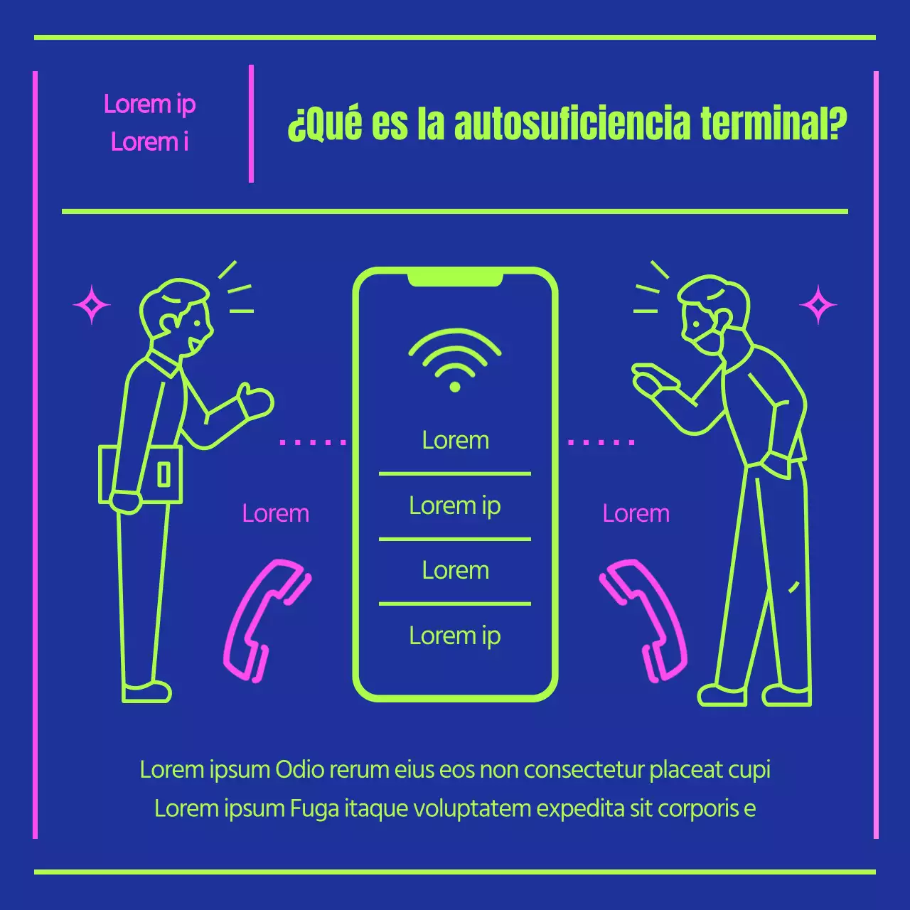 Sobre los móviles autosuficientes azul marino y chartreuse