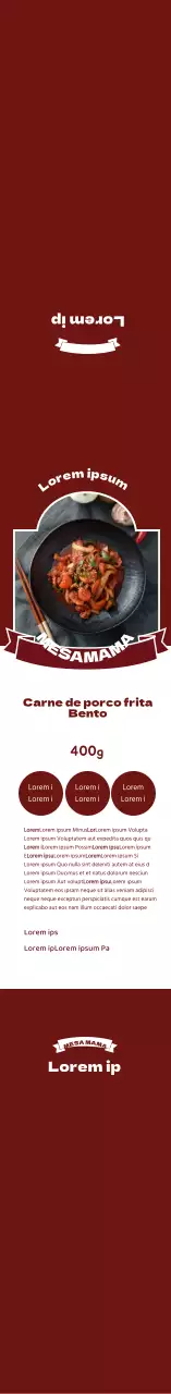 Caixa de bento de carne de vaca frita com moldura fotográfica vermelha