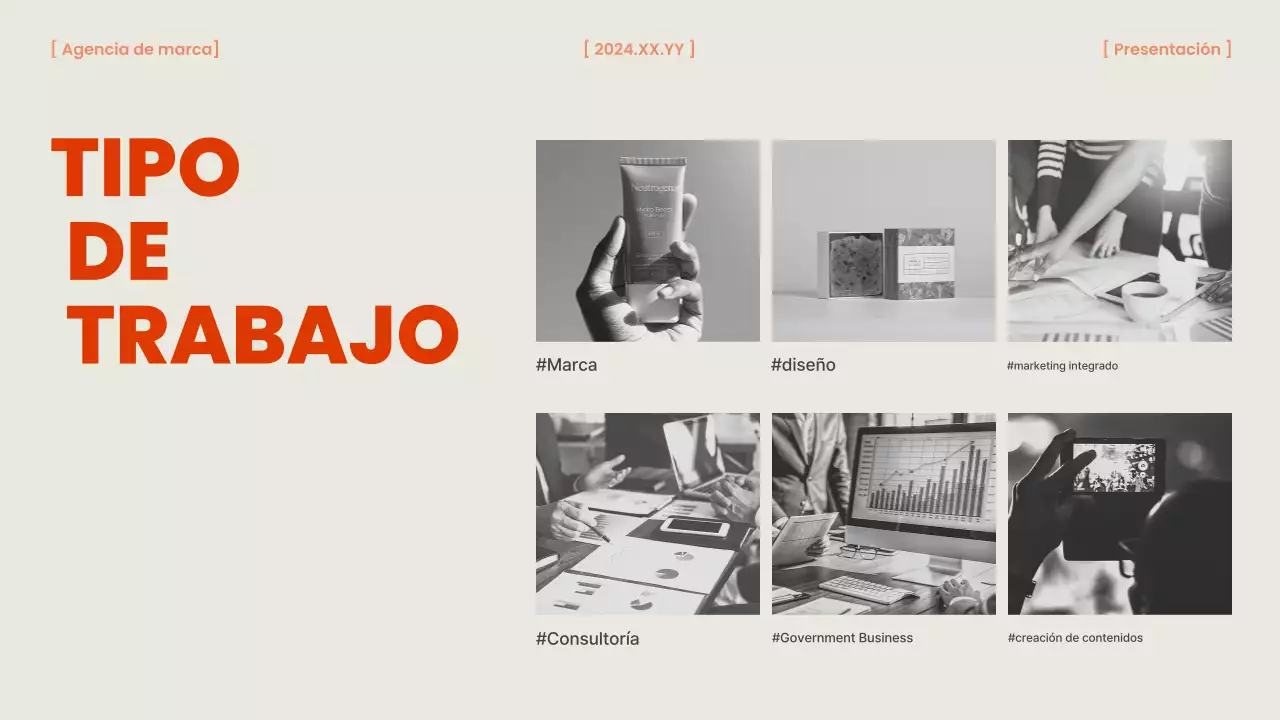 Un briefing de agencia de marca naranja y chic