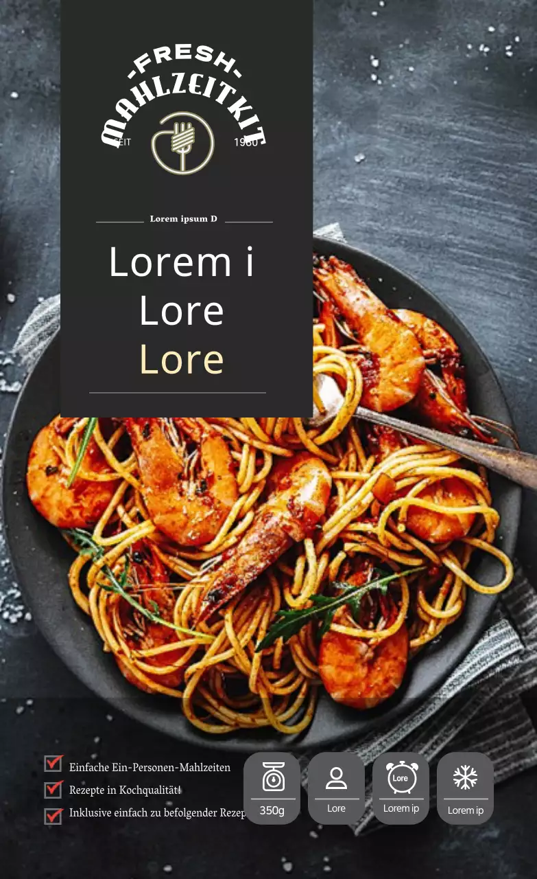 Schwarzes luxuriöses Restaurant Pasta Mahlzeit Kit Aufkleber