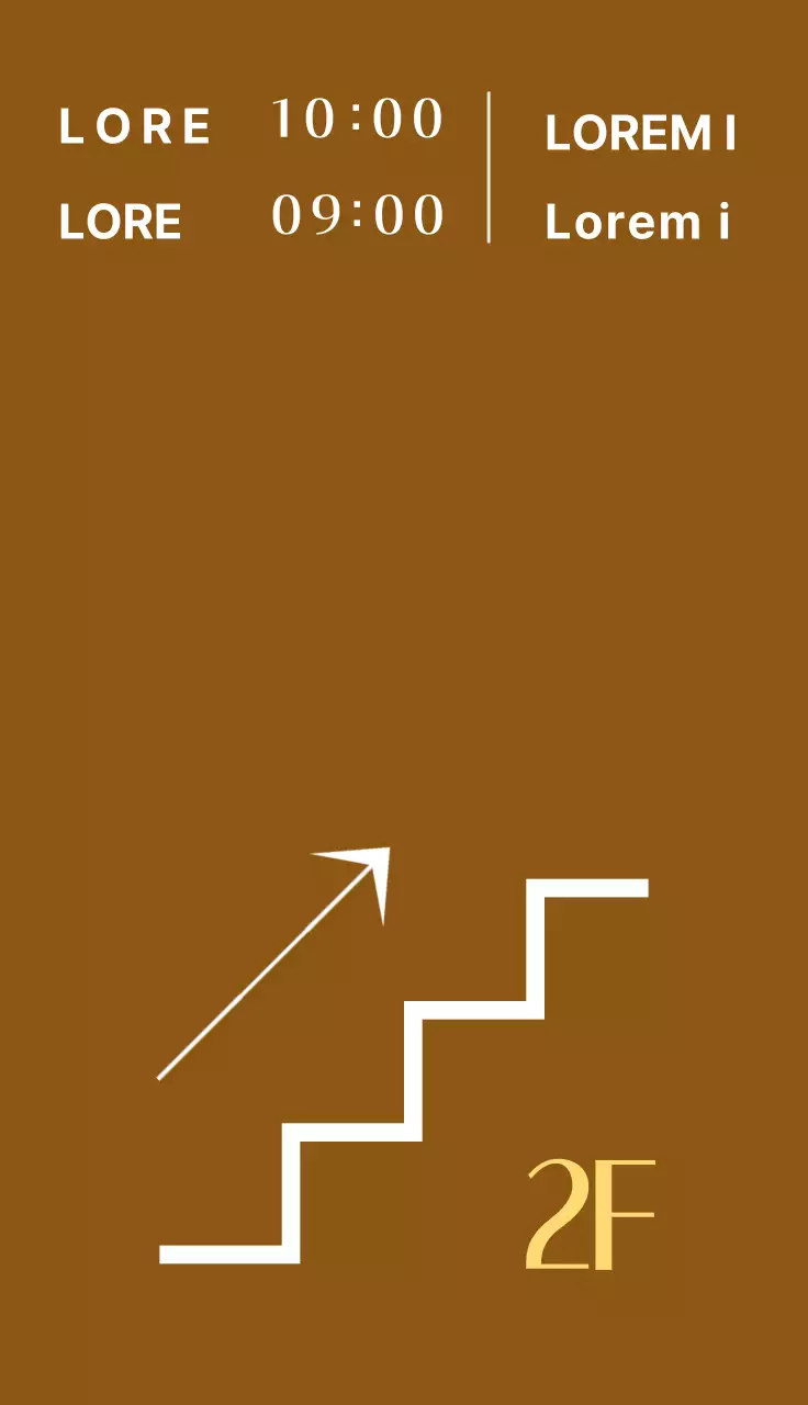 Un motif simple et sentimental en marron et blanc avec les heures d'ouverture du magasin de nail art et des informations sur son emplacement.