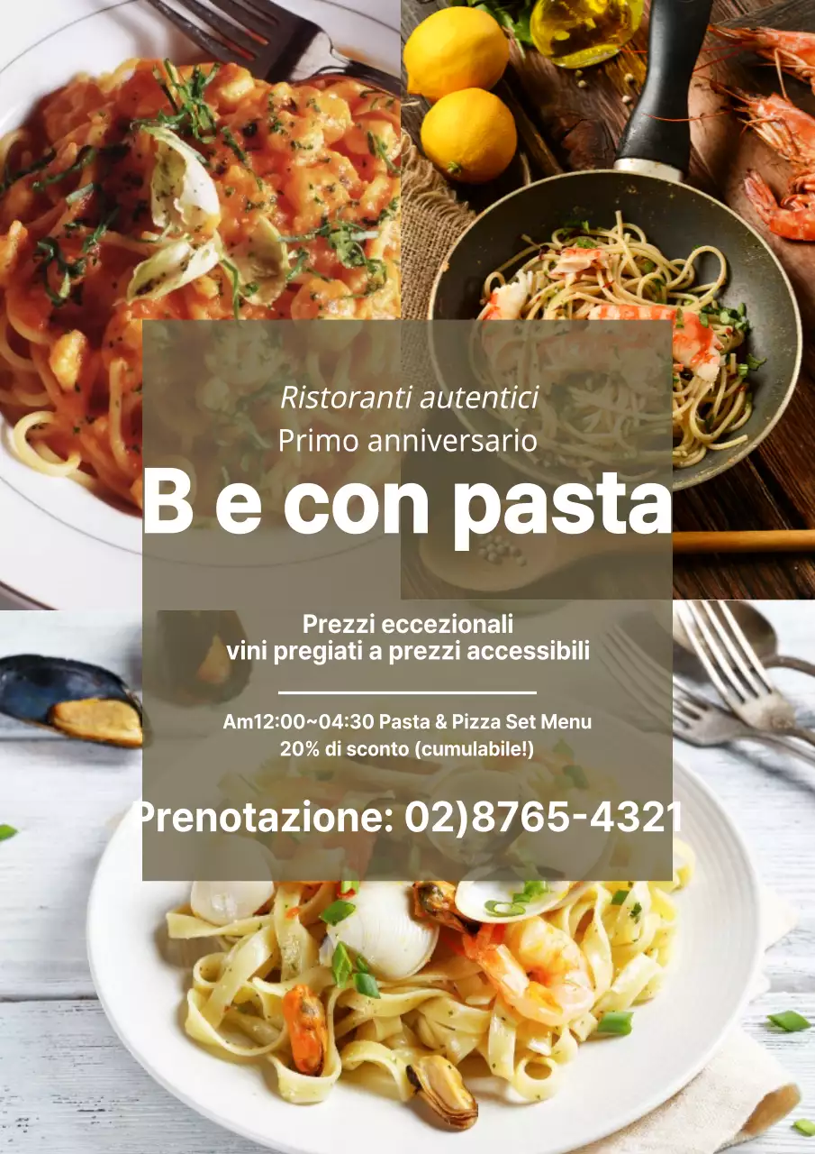 Promuovete l'evento del vostro anniversario con una foto di pasta integrale