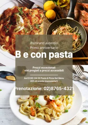 Promuovete l'evento del vostro anniversario con una foto di pasta integrale