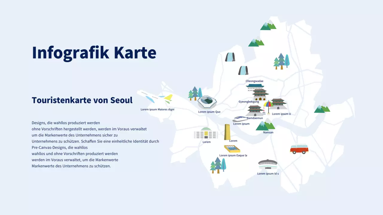 Illustrierte Karte von Seoul in blau und hellblau MAP infographic