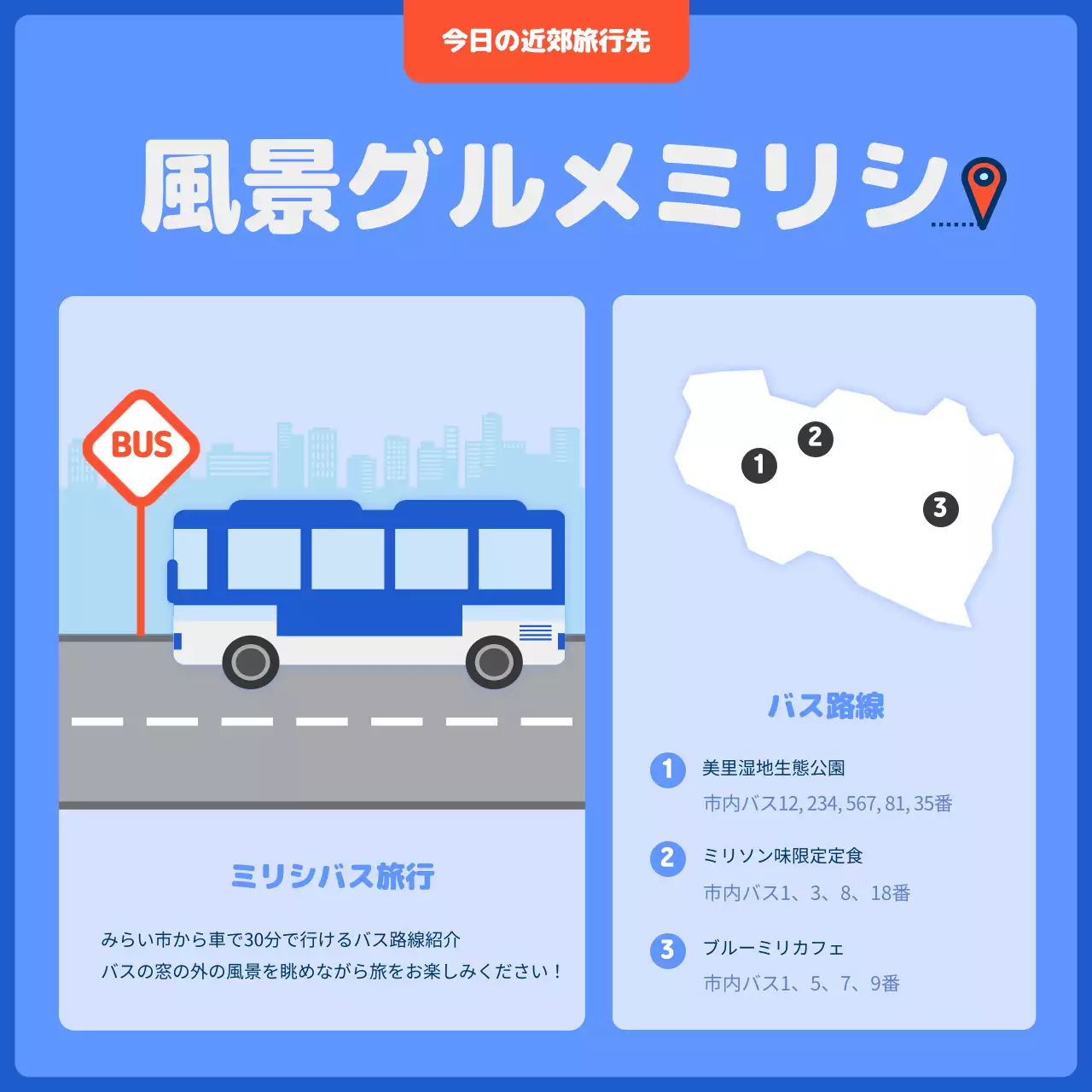青 ポップ 旅行 パンフレット Instagram カルーセル