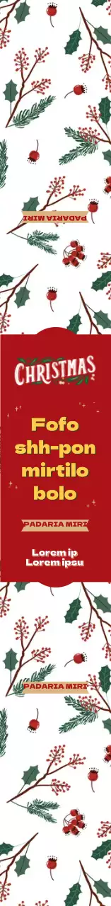 Bolo de Natal com padrão ilustrado branco e vermelho