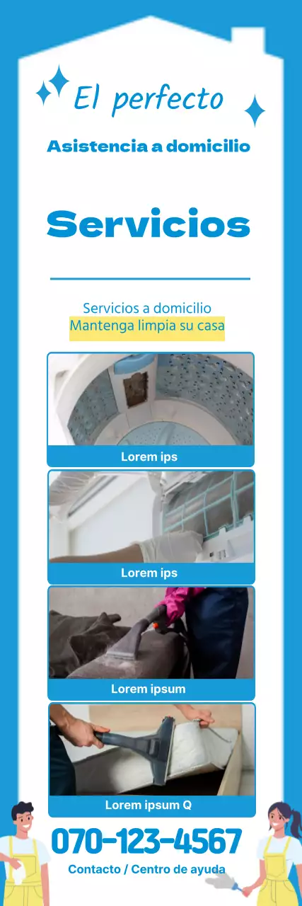Promocione su servicio de limpieza a domicilio con una foto de ilustración azul