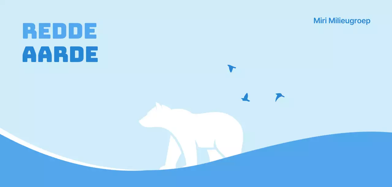 Een strak concept voor een milieuorganisatie met een illustratie van een ijsbeer in lichtblauw en blauw.