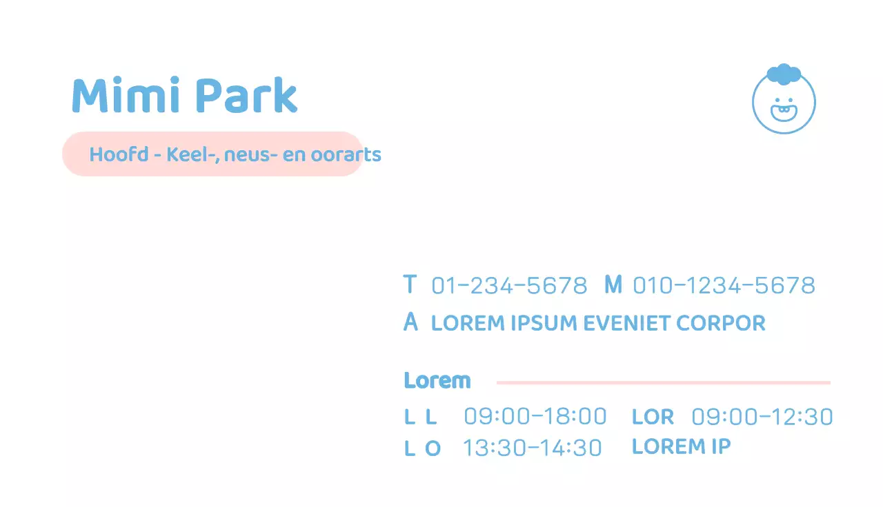 Eenvoudig kinderziekenhuis met lichtblauwe en roze kindillustratie