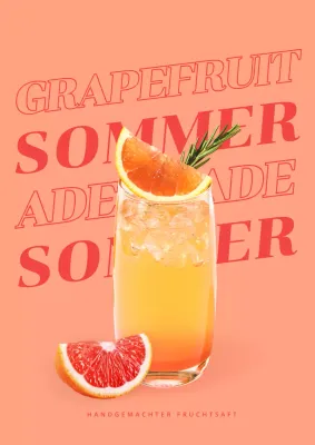 Sommerliche Getränkekarte mit orangen und roten Akzenten